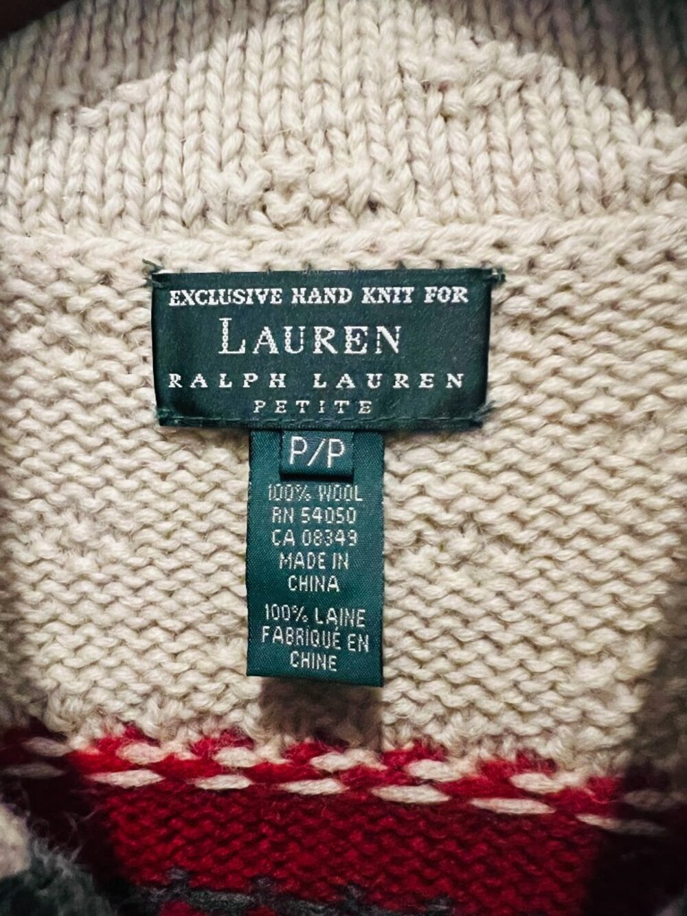 Vintage Lauren Ralph Lauren Hand Knit Wool Sweater Cardigan Size P/P - Picture 5 of 16